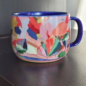 Anthropologie Carolyn Gavin Parterre Mug, Abstract Floral Design, 14 oz